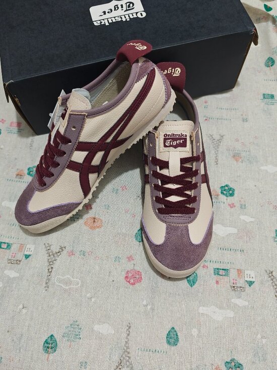 Onitsuka Tiger Shoes - Onitsuka Tiger Mexico 66 Cream Burgundy Purple Sneakers Unisex